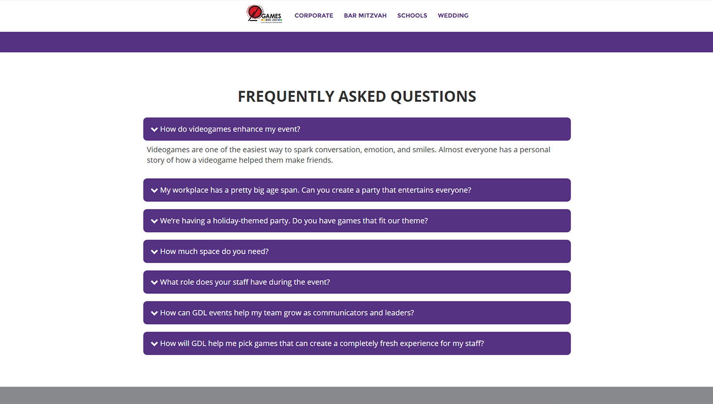 Corporate FAQ page