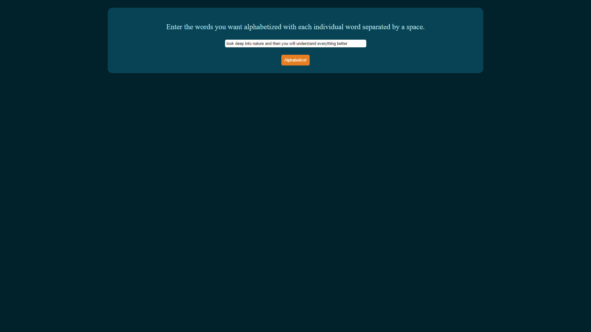 Enter words to alphabetize